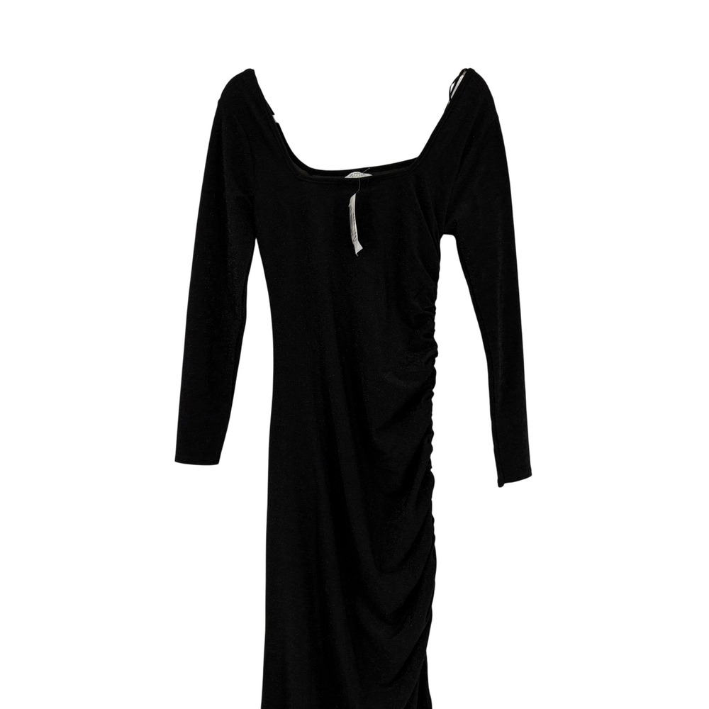 NWT Quiz Women's Brillo Long Sleeve Ruched Glitter Maxi Dress Sz 8 Party Dressy - Picture 4 of 10